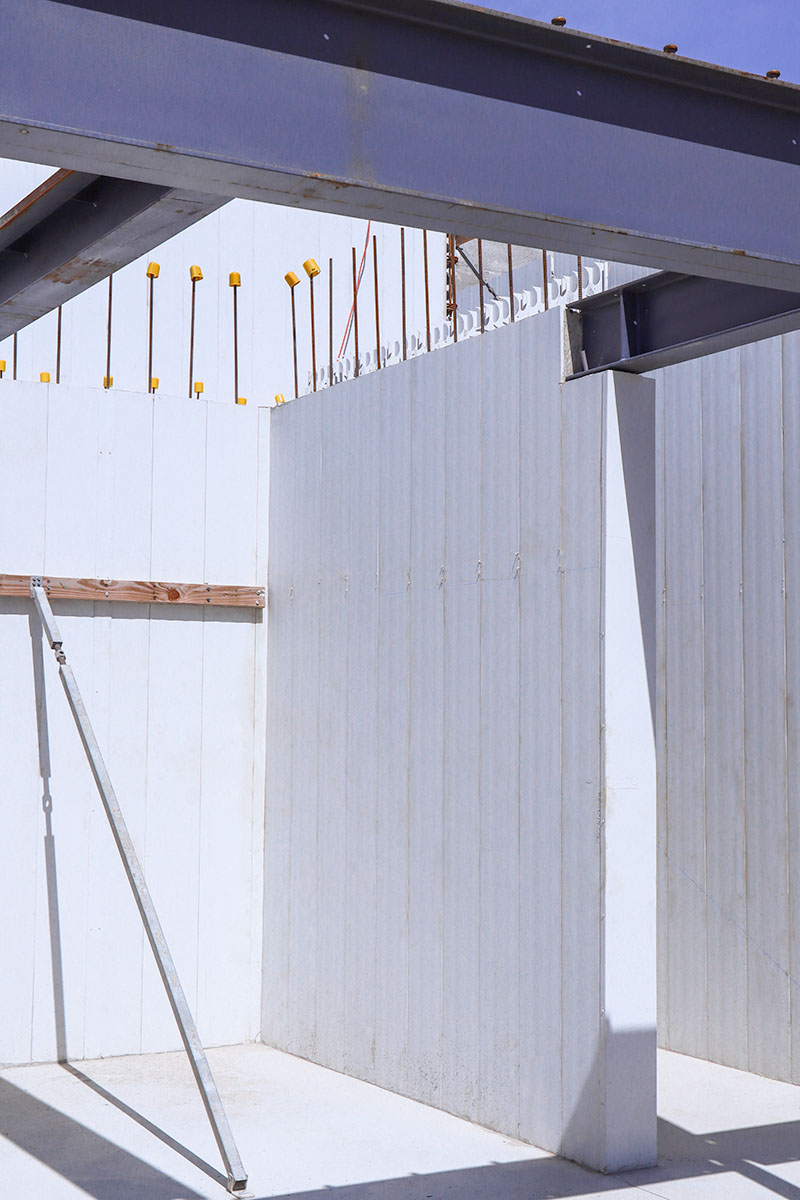 Rediwall retaining wall installed on a house build mid construction.
