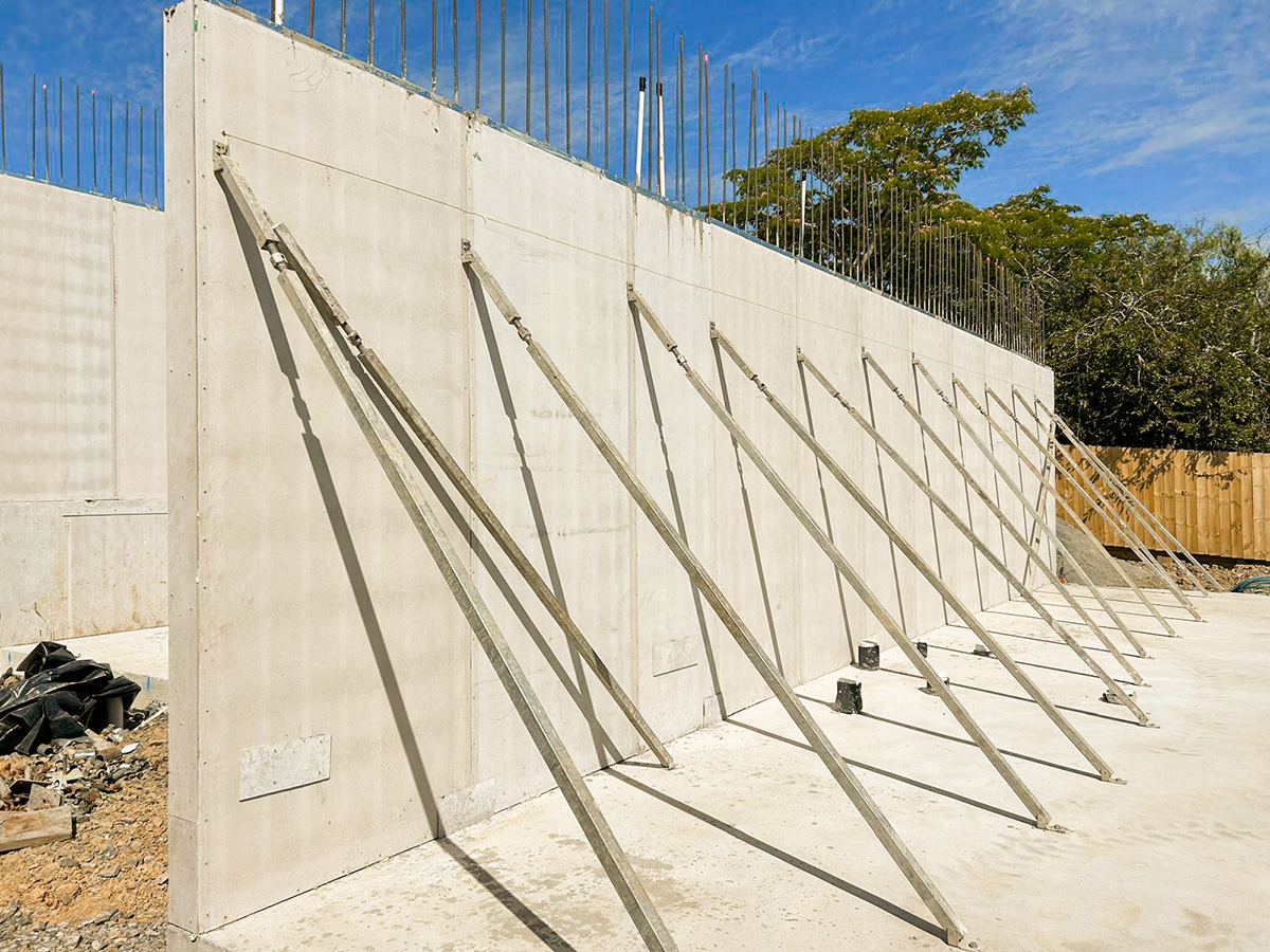 Rediwall retaining wall installed on a house build mid construction.
